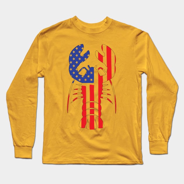 Mardi Gras US American flag with crawfish New Orleans Long Sleeve T-Shirt by click2print